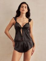 MYSTIQ 2pcs Elegant French Lace, Satin, Comfortable Women Pajama Set - Image 5