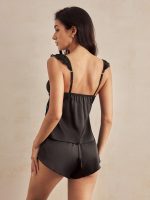 MYSTIQ 2pcs Elegant French Lace, Satin, Comfortable Women Pajama Set - Image 3