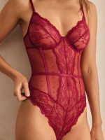 MYSTIQ Women's Sheer Lace Backless Camisole Bodysuit - Image 3
