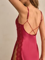 MYSTIQ Elegant French Lace Satin Comfortable Women Nightgown - Image 4