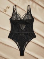 MYSTIQ 3/4 Cup Underwire Lace & Mesh Patchwork Floral Lace Sexy Romantic Elegant French EasyComfort Chic Autumn Women Jumpsuit - Image 7